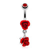 Double Metal Rose WildKlass Navel Ring Gem WildKlass Ball (Sold by Piece)-WildKlass Jewelry