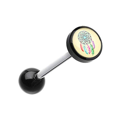 Retro Dreamcatcher Logo Acrylic WildKlass Barbell Tongue Ring-WildKlass Jewelry