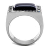 WildKlass Stainless Steel Ring High Polished (no Plating) Men Synthetic Smoked Quartz-WildKlass Jewelry