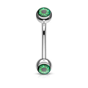 Eyeball Inlaid 316L Surgical Steel WildKlass Curved Barbells for Eyebrow and More-WildKlass Jewelry