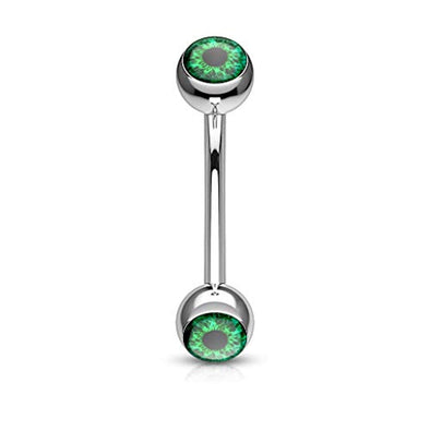 Eyeball Inlaid 316L Surgical Steel WildKlass Curved Barbells for Eyebrow and More-WildKlass Jewelry