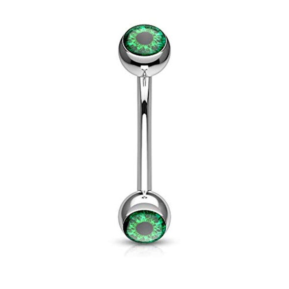 Eyeball Inlaid 316L Surgical Steel WildKlass Curved Barbells for Eyebrow and More-WildKlass Jewelry