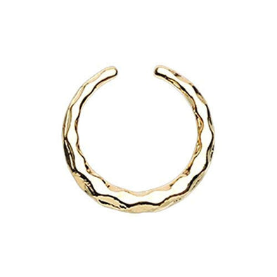 Golden Faceted Textured WildKlass Septum Retainer Ring-WildKlass Jewelry