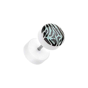 Glow in the Dark Zebra Acrylic WildKlass Fake Plug-WildKlass Jewelry