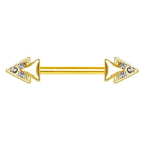 WildKlass Gold Plated Jeweled Double Triangle Nipple Bar-WildKlass Jewelry