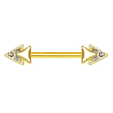 WildKlass Gold Plated Jeweled Double Triangle Nipple Bar-WildKlass Jewelry