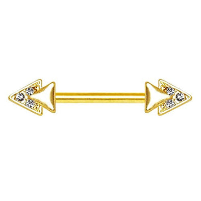 WildKlass Gold Plated Jeweled Double Triangle Nipple Bar-WildKlass Jewelry