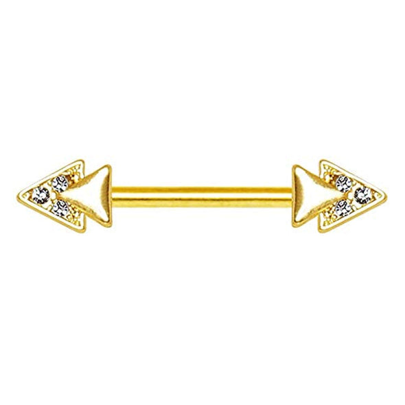 WildKlass Gold Plated Jeweled Double Triangle Nipple Bar-WildKlass Jewelry