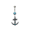WildKlass Navel with Blue Zircon Anchor Dangle Charm 14g 7/16's-WildKlass Jewelry