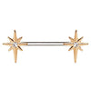 Rose Gold Plated Northern Star WildKlass Nipple Bar-WildKlass Jewelry