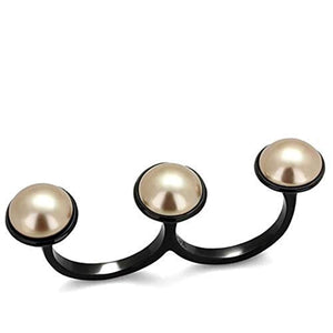 WildKlass Stainless Steel Ring IP Black Women Synthetic Metallic Light Gold-WildKlass Jewelry