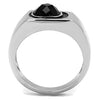 WildKlass Stainless Steel Ring High Polished Men Synthetic Jet-WildKlass Jewelry