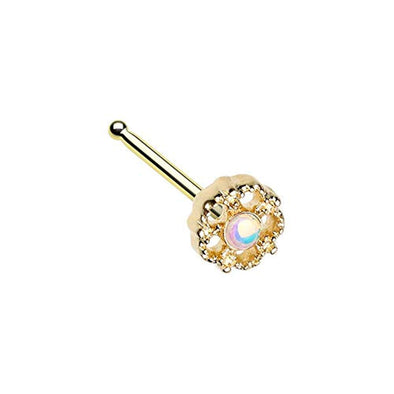 Golden Illuminating Lotus Ornate WildKlass Nose Stud Ring-WildKlass Jewelry