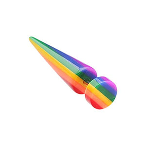 Rainbow Stripe UV Solid Acrylic Fake WildKlass Taper-WildKlass Jewelry
