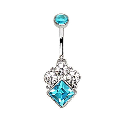 316L Stainless Steel Jeweled Victorian Design WildKlass Navel Ring-WildKlass Jewelry