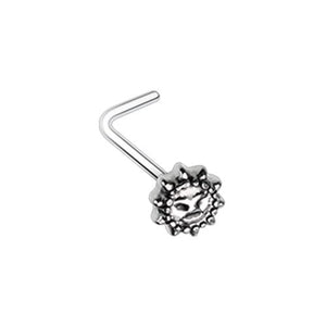 Antique Etched Sun Face L-Shape WildKlass Nose Ring-WildKlass Jewelry