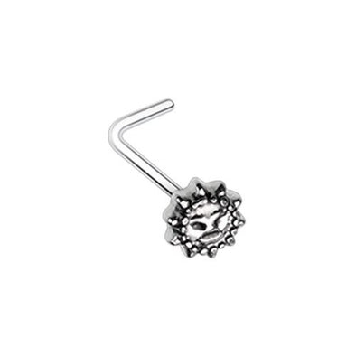 Antique Etched Sun Face L-Shape WildKlass Nose Ring-WildKlass Jewelry