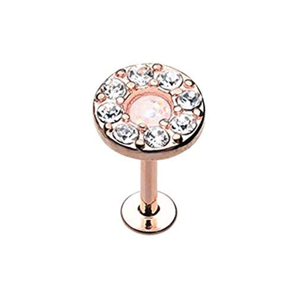 Rose Gold Opal Elegance Multi-Gem Top WildKlass Steel Labret-WildKlass Jewelry