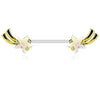 WildKlass Shooting Star with Opal Glitter Set 316L Surgical Steel Nipple Barbells-WildKlass Jewelry