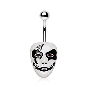 316L Stainless Steel Mardi Gras Pierrot Mask WildKlass Navel Ring-WildKlass Jewelry