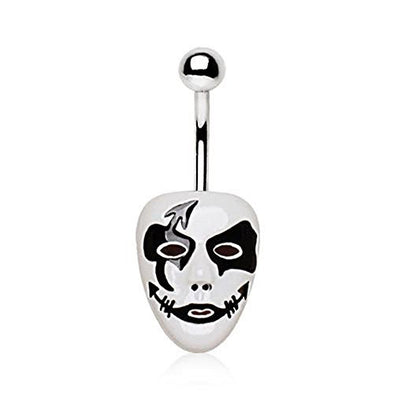 316L Stainless Steel Mardi Gras Pierrot Mask WildKlass Navel Ring-WildKlass Jewelry