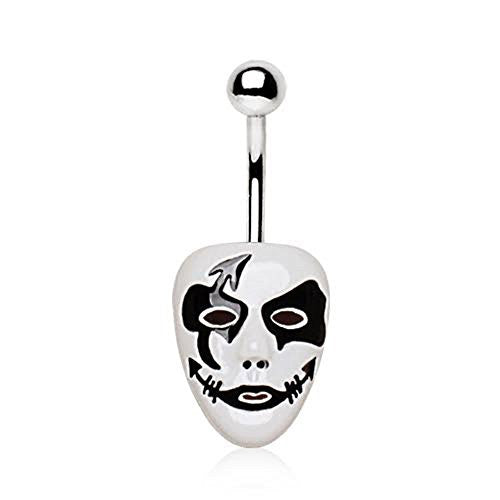 316L Stainless Steel Mardi Gras Pierrot Mask WildKlass Navel Ring-WildKlass Jewelry