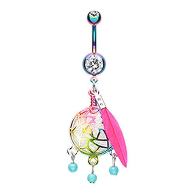 Colorline Opal Sparkle Dreamcatcher WildKlass Belly Button Ring-WildKlass Jewelry