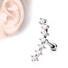 WildKlass Lined CZ Curve Top 316L Surgical Steel Ear Cartilage Barbell Studs-WildKlass Jewelry