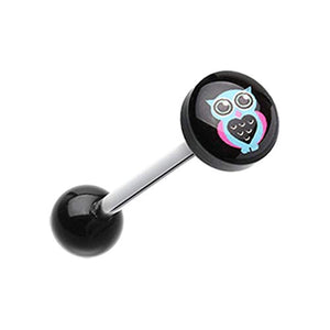 Dreamy Heart Owl Logo Acrylic WildKlass Barbell Tongue Ring-WildKlass Jewelry