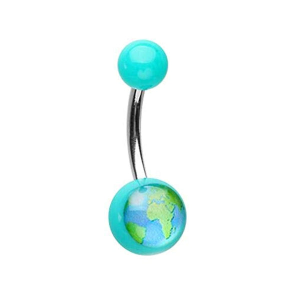 One World Acrylic Logo WildKlass Belly Button Ring-WildKlass Jewelry