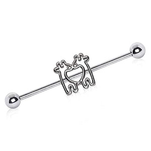 WildKlass 316L Stainless Steel Giraffes in Love Industrial Barbell-WildKlass Jewelry