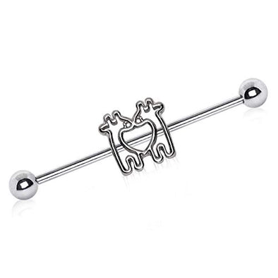 WildKlass 316L Stainless Steel Giraffes in Love Industrial Barbell-WildKlass Jewelry