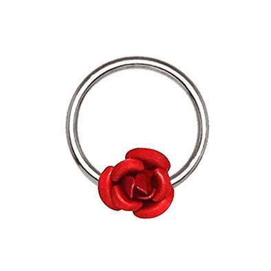 316L Stainless Steel Red Rose Snap-in Captive WildKlass Bead Ring/Septum Ring-WildKlass Jewelry