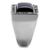 WildKlass Stainless Steel Ring High Polished (no Plating) Men Synthetic Smoked Quartz-WildKlass Jewelry