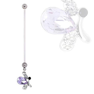 BioFlex Enchanting Purple Butterfly Dangle Pregnancy WildKlass Navel Ring-WildKlass Jewelry