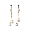 WildKlass Navel with Clear Gem in Star and Moon Dangle Charm 14g 7/16-WildKlass Jewelry