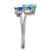 WildKlass Stainless Steel Ring High Polished Women AAA Grade CZ Sea Blue-WildKlass Jewelry