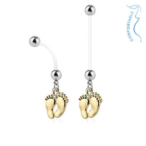 WildKlass Baby Foot Pregnancy Belly Rings Bioflex with 316L Surgical Steel Balls-WildKlass Jewelry