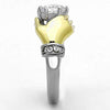 WildKlass Stainless Steel Novelty Ring Two-Tone IP Gold Women AAA Grade CZ Clear-WildKlass Jewelry