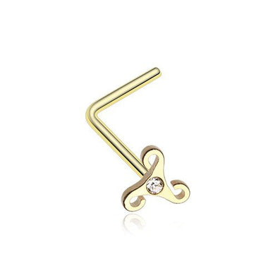 Trinity Icon Sparkle L-Shaped Nose Ring 316L Surgical Steel-WildKlass Jewelry