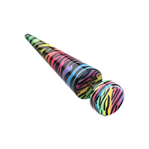 Rainbow Zebra Wrapped Acrylic WildKlass Fake Taper-WildKlass Jewelry