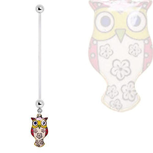 PTFE Flower Blossom Owl Dangle Pregnancy WildKlass Navel Ring-WildKlass Jewelry