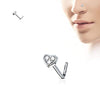 WildKlass 3 CZ Paved Heart 316L Surgical Steel L Bend Nose Stud Rings-WildKlass Jewelry