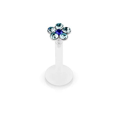 WildKlass 6 Gem Flower Top Flexible Shaft Labret Monroe Studs-WildKlass Jewelry