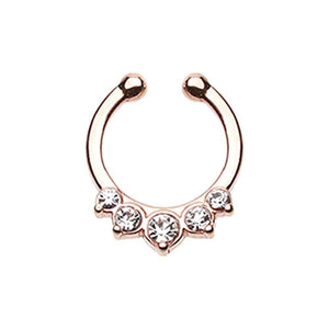 Rose Gold Multi-Gem Precia WildKlass Fake Septum Clip-On Ring-WildKlass Jewelry