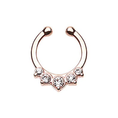 Rose Gold Multi-Gem Precia WildKlass Fake Septum Clip-On Ring-WildKlass Jewelry