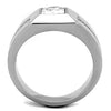 WildKlass Stainless Steel Ring High Polished (no Plating) Men AAA Grade CZ Clear-WildKlass Jewelry