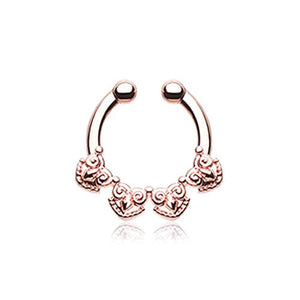 Rose Gold Tribal Tetra WildKlass Fake Septum Clip-On Ring-WildKlass Jewelry