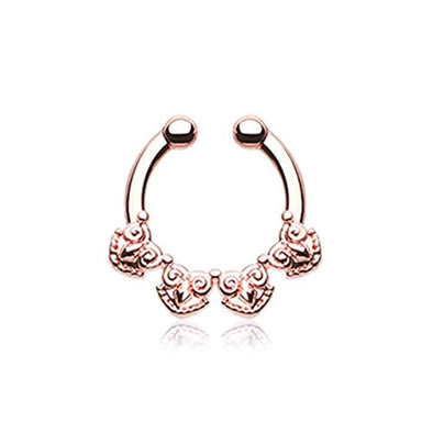 Rose Gold Tribal Tetra WildKlass Fake Septum Clip-On Ring-WildKlass Jewelry