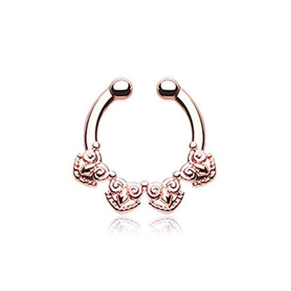 Rose Gold Tribal Tetra WildKlass Fake Septum Clip-On Ring-WildKlass Jewelry